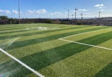 Presenta Gobierno Municipal avance del 70’ por ciento en instalación de canchas de Fútbol 5 en Unidades Deportivas Las Cascadas, Nueva Tijuana y Parajes del Valle