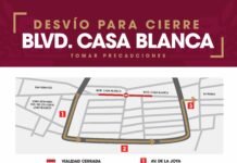 Informa XXV Ayuntamiento de Tijuana cierre vial en un tramo del bulevar Casa Blanca